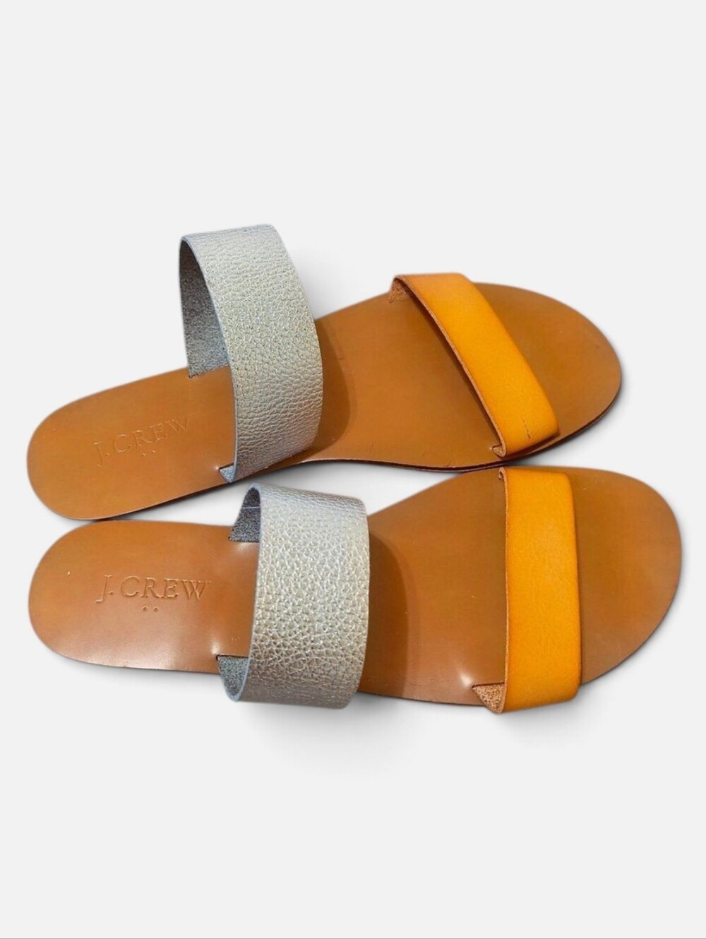 NWOT J. Crew 2 Strap Sandals Silver & Brown